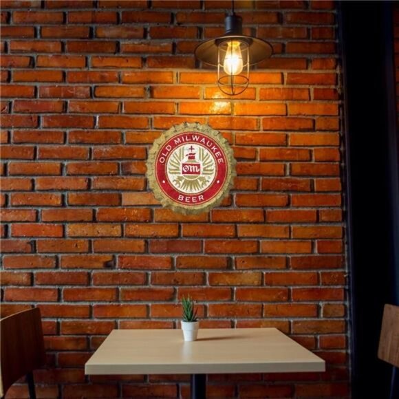 Old Milwaukee Beer Metal Bottle Cap Sign Garage Shop Bar Man Cave Outdoor LARGE - Picture 3 of 5